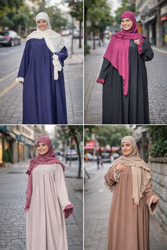 عباية مع فولار – أناقة وراحة فطقم واحد