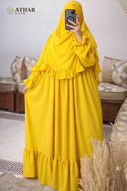 عباية مع فولار – قماش كريب روزا